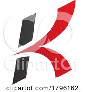 Poster, Art Print Of Red And Black Italic Arrow Shaped Letter K Icon
