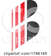 Poster, Art Print Of Red And Black Letter B Icon With Vertical Stripes