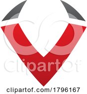 Poster, Art Print Of Red And Black Horn Shaped Letter V Icon