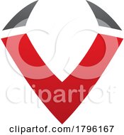 Red And Black Horn Shaped Letter V Icon