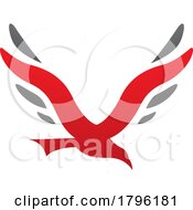 Red And Black Bird Shaped Letter V Icon
