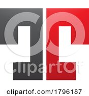 Red And Black Bold Split Shaped Letter T Icon