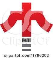 Poster, Art Print Of Red And Black Cross Shaped Letter T Icon