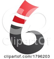 Poster, Art Print Of Red And Black Curly Spike Shape Letter B Icon