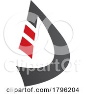Red And Black Curved Strip Shaped Letter D Icon