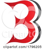 Poster, Art Print Of Red And Black Curvy Letter B Icon Resembling Number 3