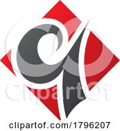 Poster, Art Print Of Red And Black Diamond Shaped Letter Q Icon