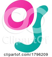Poster, Art Print Of Persian Green And Magenta Letter G Icon With Soft Round Lines