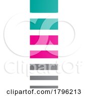Poster, Art Print Of Persian Green And Magenta Letter I Icon With Horizontal Stripes