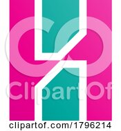 Poster, Art Print Of Persian Green And Magenta Letter H Icon With Vertical Rectangles