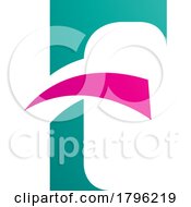 Poster, Art Print Of Persian Green And Magenta Letter F Icon With Pointy Tips