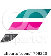 Poster, Art Print Of Persian Green And Magenta Letter F Icon With Horizontal Stripes