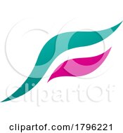 Persian Green And Magenta Flying Bird Shaped Letter F Icon