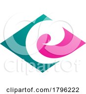 Poster, Art Print Of Persian Green And Magenta Horizontal Diamond Shaped Letter E Icon