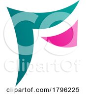 Persian Green And Magenta Wavy Paper Shaped Letter F Icon