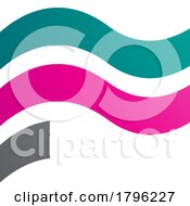 Poster, Art Print Of Persian Green And Magenta Wavy Flag Shaped Letter F Icon