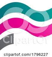 Persian Green And Magenta Wavy Flag Shaped Letter F Icon