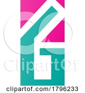 Poster, Art Print Of Persian Green And Magenta Rectangular Letter G Or Number 6 Icon