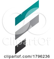 Poster, Art Print Of Persian Green And Grey Letter F Icon With Diagonal Stripes