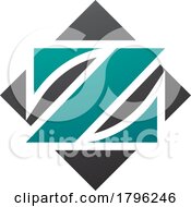 Persian Green And Black Square Diamond Shaped Letter Z Icon