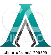 Poster, Art Print Of Persian Green And Black Pillar Shaped Letter A Icon