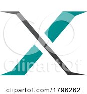 Poster, Art Print Of Persian Green And Black Pointy Tipped Letter X Icon