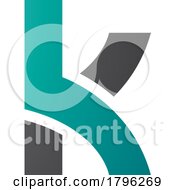 Poster, Art Print Of Persian Green And Black Lowercase Letter K Icon With Overlapping Paths