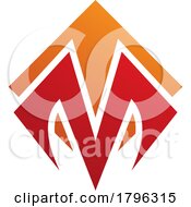 Poster, Art Print Of Orange And Red Square Diamond Shaped Letter M Icon