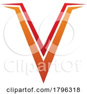 Poster, Art Print Of Orange And Red Spiky Shaped Letter V Icon