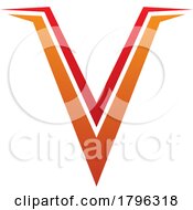 Orange And Red Spiky Shaped Letter V Icon