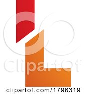 Poster, Art Print Of Orange And Red Split Shaped Letter L Icon