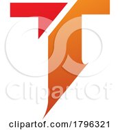 Poster, Art Print Of Orange And Red Split Shaped Letter T Icon