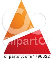 Poster, Art Print Of Orange And Red Split Triangle Shaped Letter A Icon