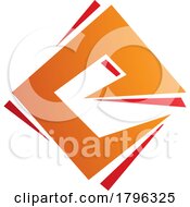 Poster, Art Print Of Orange And Red Square Diamond Letter E Icon