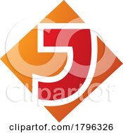 Poster, Art Print Of Orange And Red Square Diamond Shaped Letter J Icon