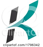 Poster, Art Print Of Persian Green And Black Italic Arrow Shaped Letter K Icon
