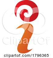 Poster, Art Print Of Orange And Red Swirly Letter I Icon