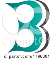 Poster, Art Print Of Persian Green And Black Curvy Letter B Icon Resembling Number 3