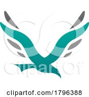 Persian Green And Black Bird Shaped Letter V Icon