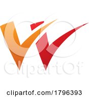 Poster, Art Print Of Orange And Red Tick Shaped Letter W Icon