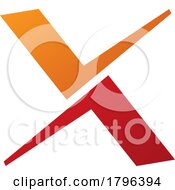 Poster, Art Print Of Orange And Red Tick Shaped Letter X Icon