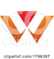 Poster, Art Print Of Orange And Red Triangle Shaped Letter W Icon