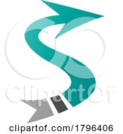Poster, Art Print Of Persian Green And Black Arrow Shaped Letter S Icon