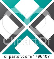 Poster, Art Print Of Persian Green And Black Arrow Square Shaped Letter X Icon