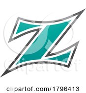 Poster, Art Print Of Persian Green And Black Arc Shaped Letter Z Icon
