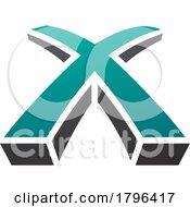 Poster, Art Print Of Persian Green And Black 3d Shaped Letter X Icon