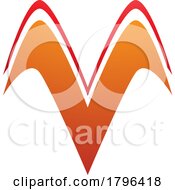 Poster, Art Print Of Orange And Red Wing Shaped Letter V Icon