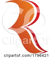 Poster, Art Print Of Orange And Red Wavy Shaped Letter R Icon
