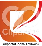Poster, Art Print Of Orange And Red Wavy Layered Letter E Icon