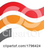 Orange And Red Wavy Flag Shaped Letter F Icon